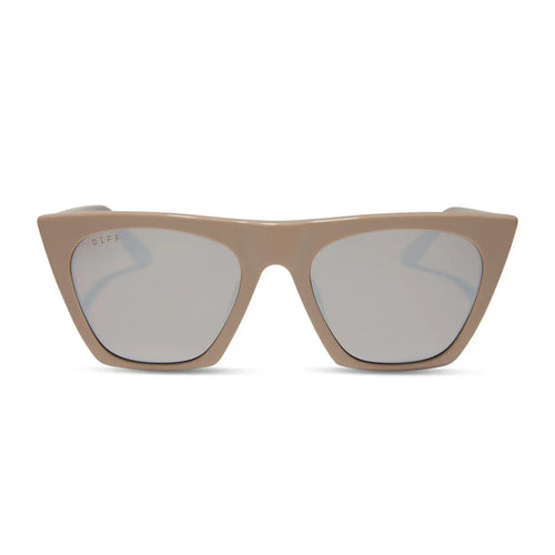 AVRIL - ALMOND + SILVER FLASH SUNGLASSES