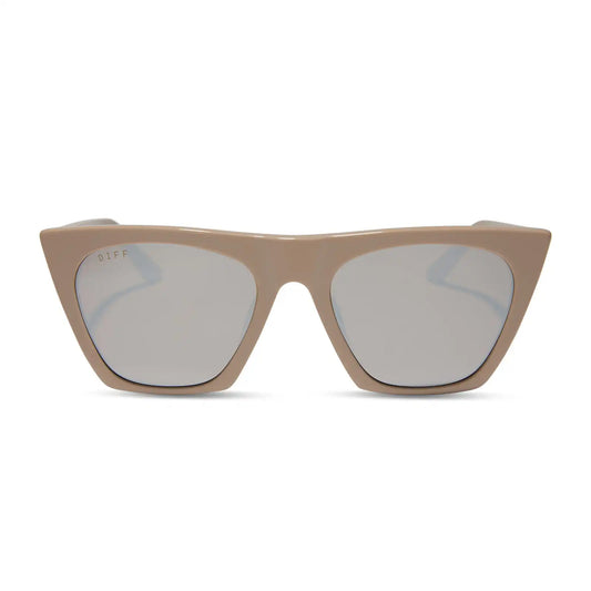 AVRIL - ALMOND + SILVER FLASH SUNGLASSES