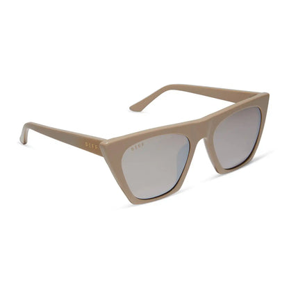 AVRIL - ALMOND + SILVER FLASH SUNGLASSES