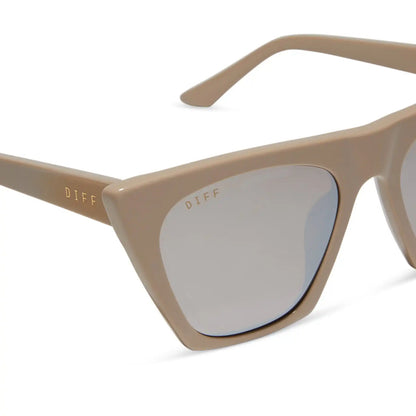 AVRIL - ALMOND + SILVER FLASH SUNGLASSES