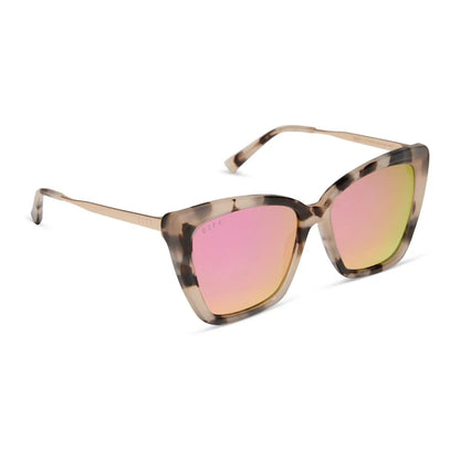 BECKY II - CREAM TORTOISE + PINK MIRROR SUNGLASSES