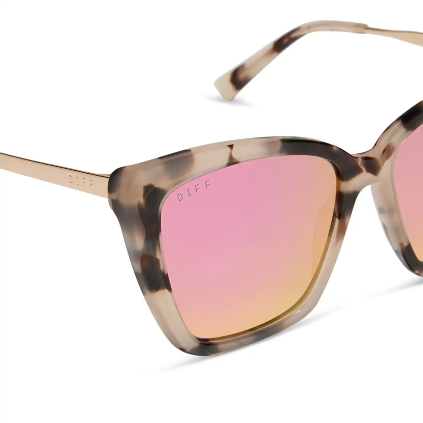 BECKY II - CREAM TORTOISE + PINK MIRROR SUNGLASSES