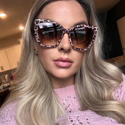 BECKY II - LEOPARD TORTOISE + BROWN GRADIENT SUNGLASSES