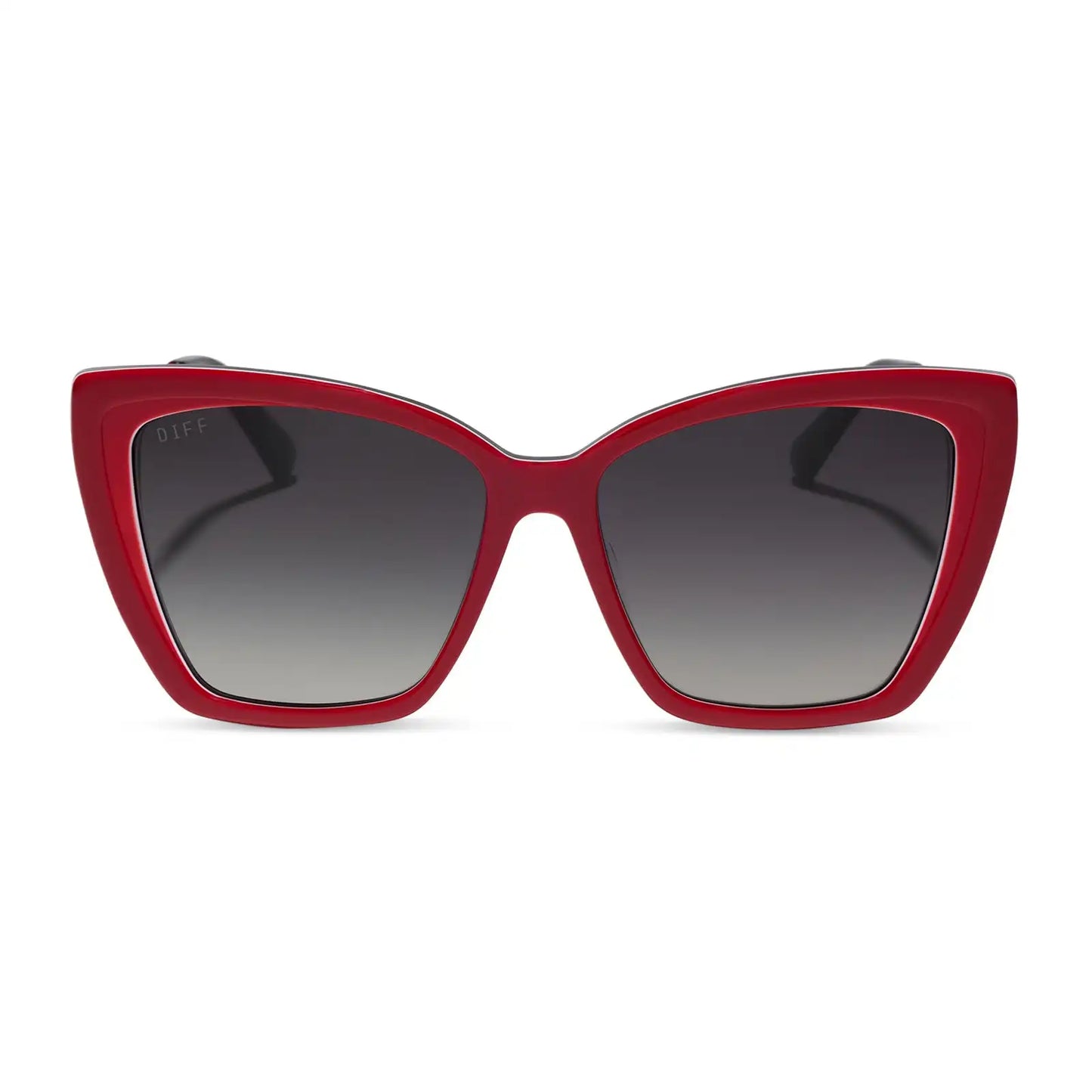 BECKY II - RED, WHITE & BLACK + GUNMETAL + GREY GRADIENT + POLARIZED + SUNGLASSES