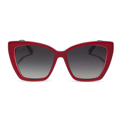 BECKY II - RED, WHITE & BLACK + GUNMETAL + GREY GRADIENT + POLARIZED + SUNGLASSES