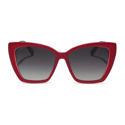 BECKY II - RED, WHITE & BLACK + GUNMETAL + GREY GRADIENT + POLARIZED + SUNGLASSES