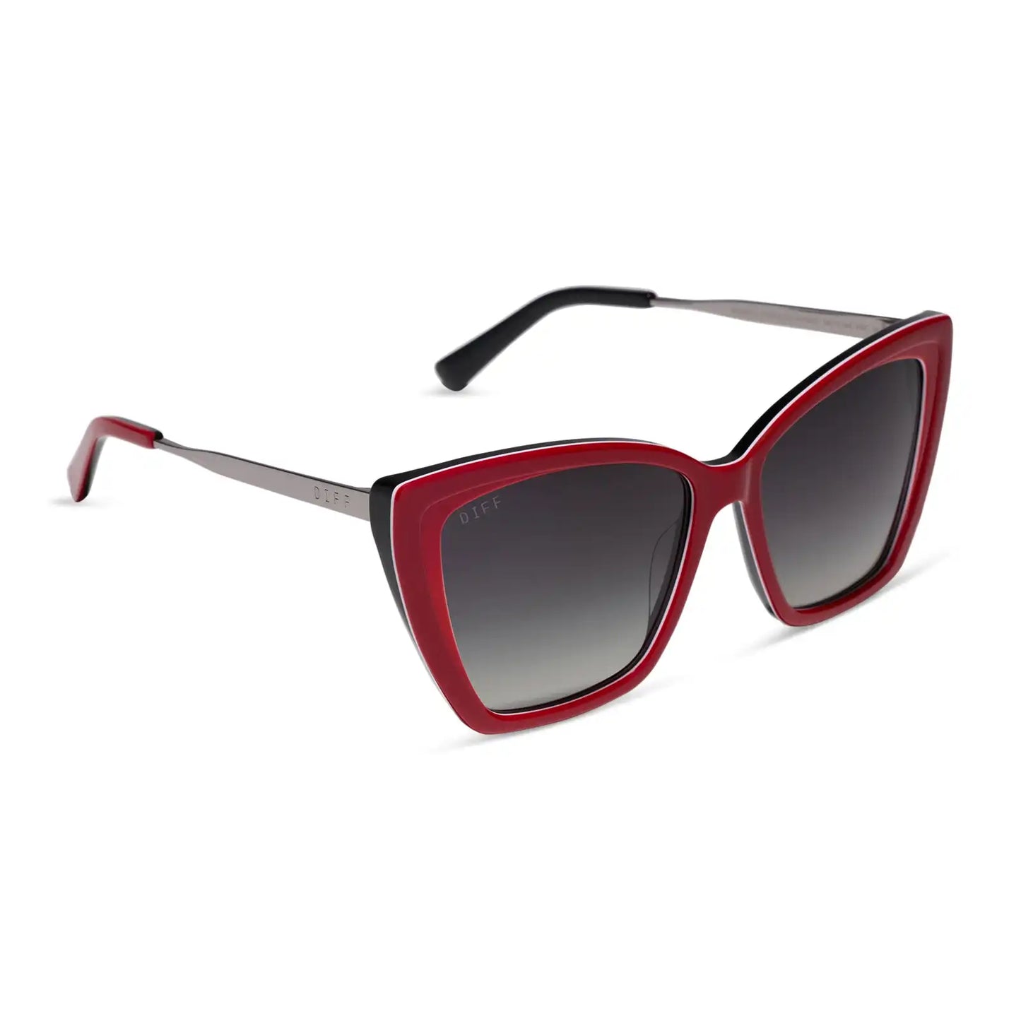 BECKY II - RED, WHITE & BLACK + GUNMETAL + GREY GRADIENT + POLARIZED + SUNGLASSES