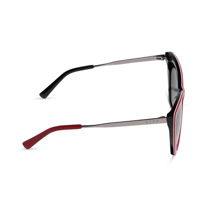 BECKY II - RED, WHITE & BLACK + GUNMETAL + GREY GRADIENT + POLARIZED + SUNGLASSES