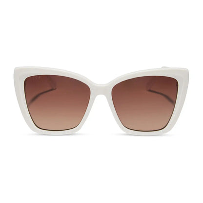 BECKY II - WHITE CLOUD + BROWN GRADIENT SUNGLASSES