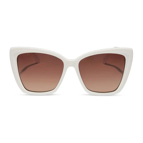 BECKY II - WHITE CLOUD + BROWN GRADIENT SUNGLASSES