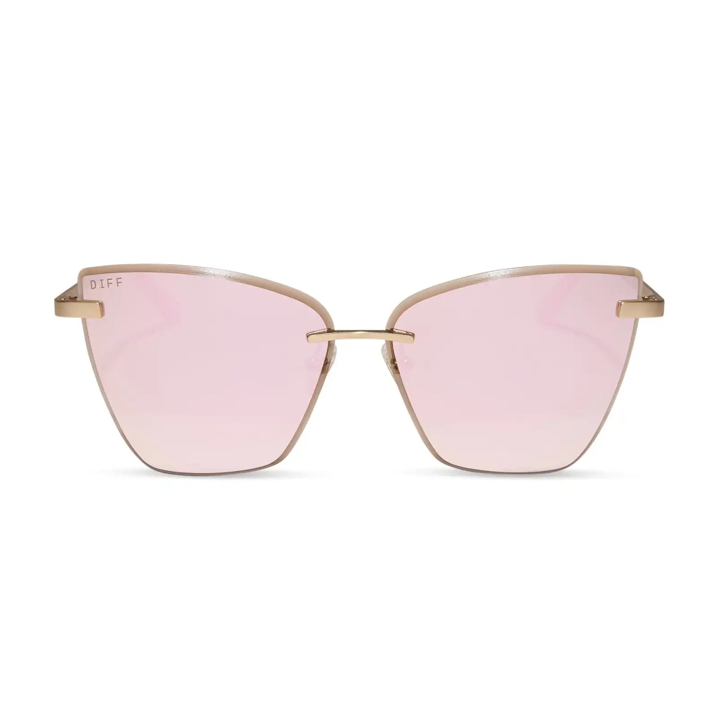 BECKY V - BRUSHED GOLD + CHERRY BLOSSOM MIRROR SUNGLASSES