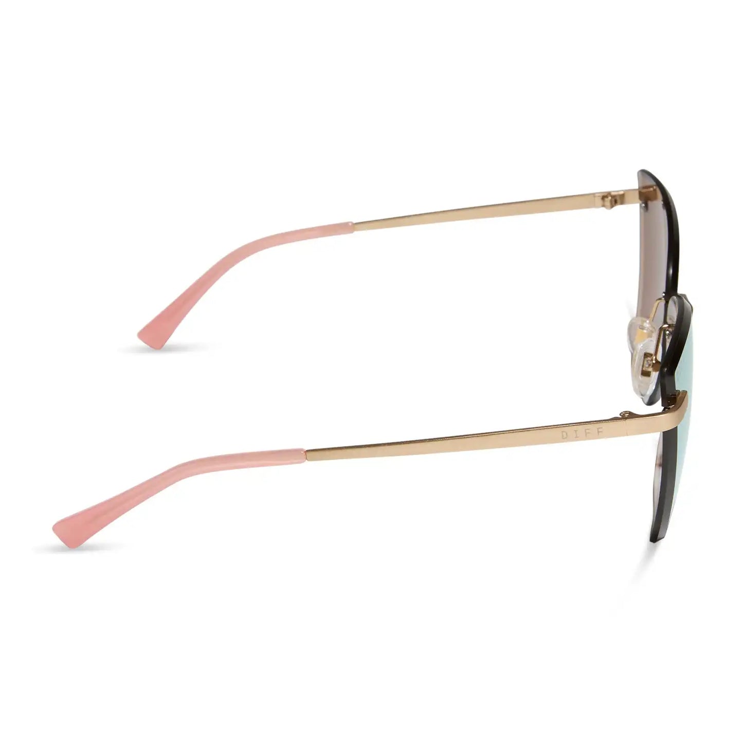 BECKY V - BRUSHED GOLD + CHERRY BLOSSOM MIRROR SUNGLASSES