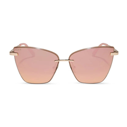 BECKY V - GOLD + PEACH MIRROR SUNGLASSES