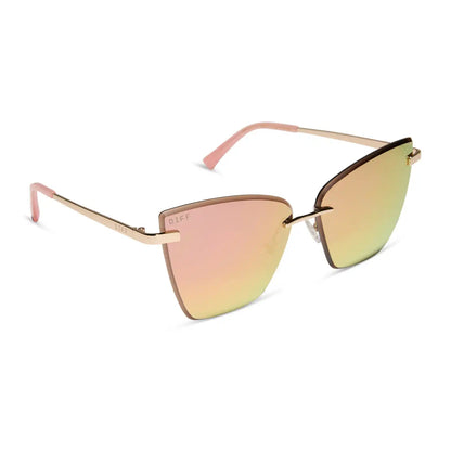 BECKY V - GOLD + PEACH MIRROR SUNGLASSES
