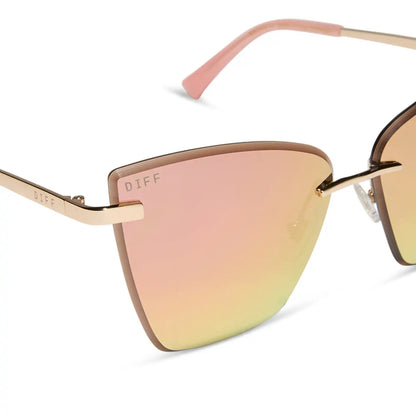BECKY V - GOLD + PEACH MIRROR SUNGLASSES