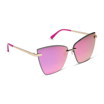 BECKY V - GOLD + PINK RUSH MIRROR SUNGLASSES