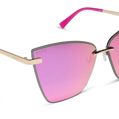 BECKY V - GOLD + PINK RUSH MIRROR SUNGLASSES