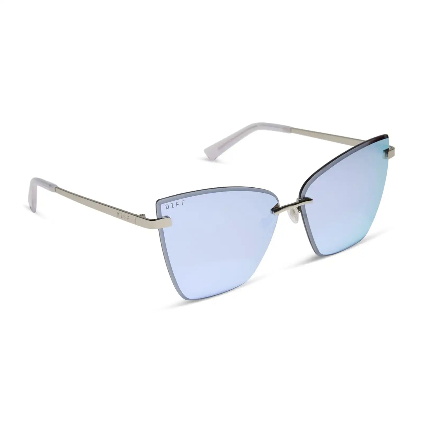BECKY V - SILVER + LAVENDER MIRROR SUNGLASSES