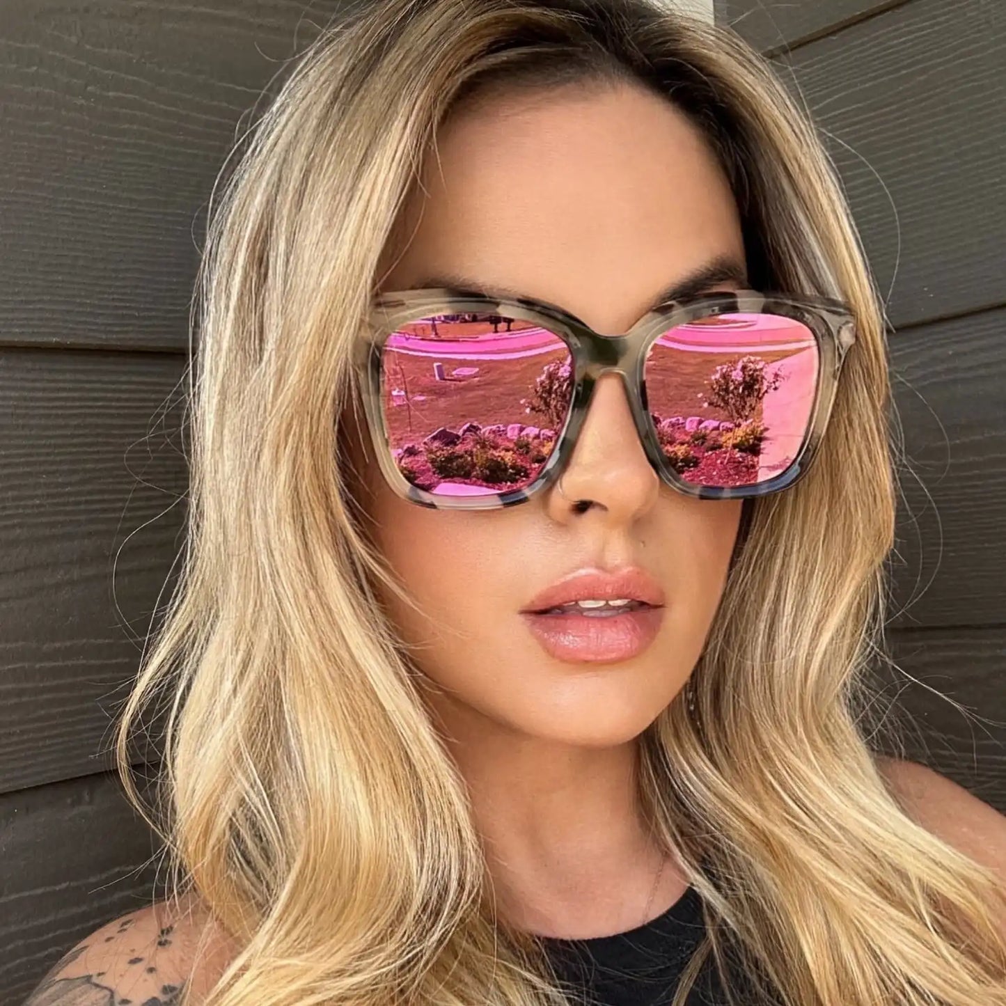 BELLA - CREAM TORTOISE + PINK MIRROR SUNGLASSES