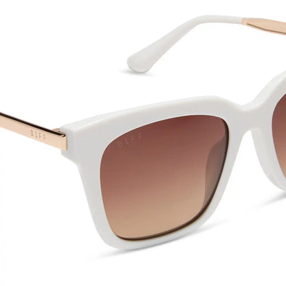 BELLA - WHITE CLOUD + BROWN GRADIENT SUNGLASSES