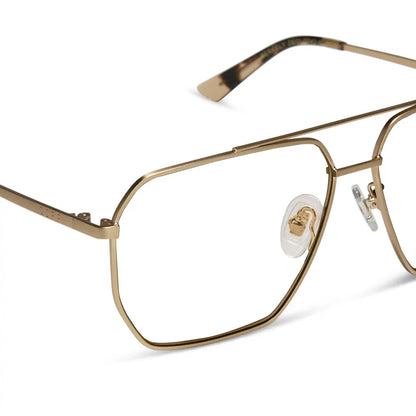 BERKELY - BRUSHED GOLD + ESPRESSO TORTOISE TIPS + BLUE LIGHT TECHNOLOGY GLASSES