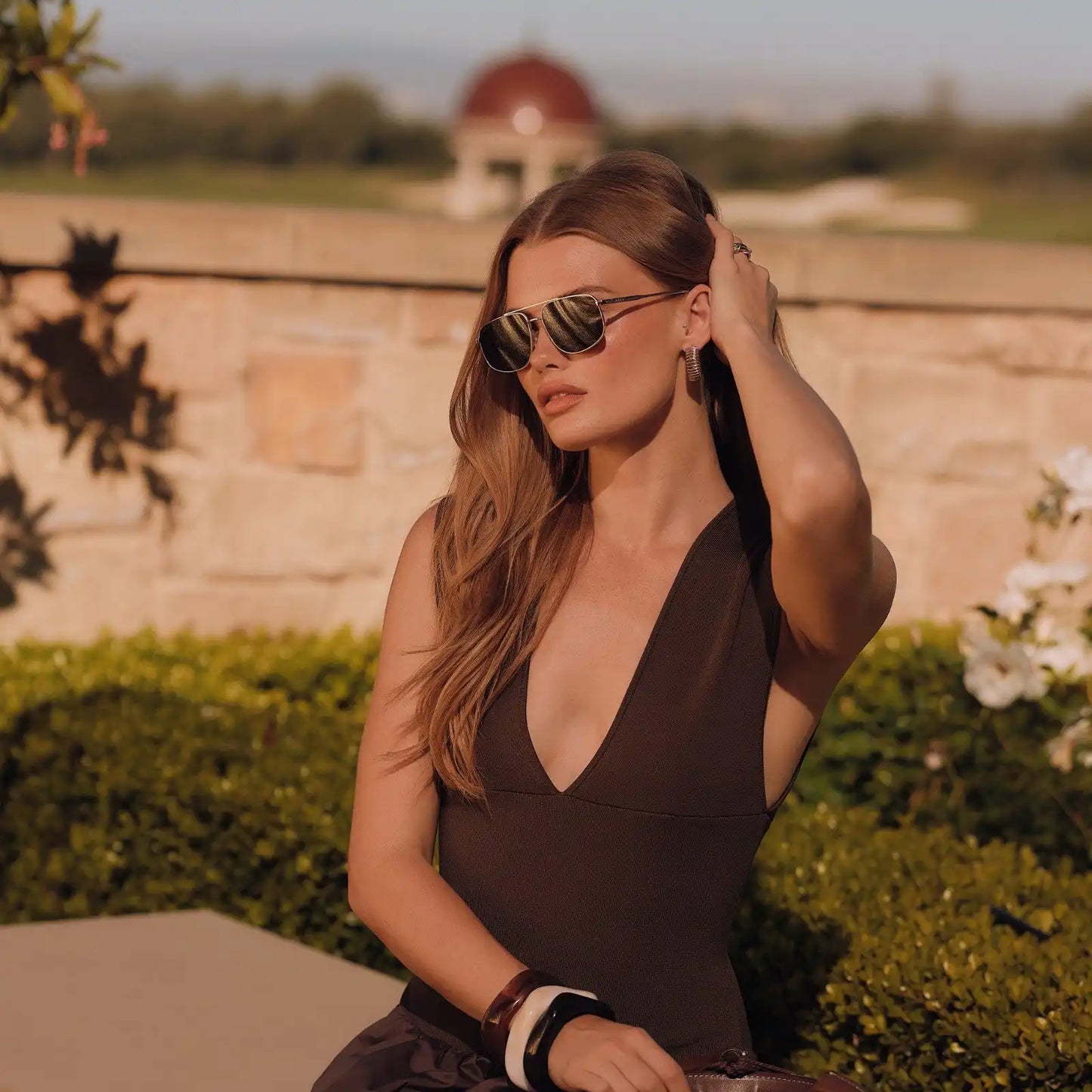 CHARLEY - GOLD + BROWN + POLARIZED SUNGLASSES