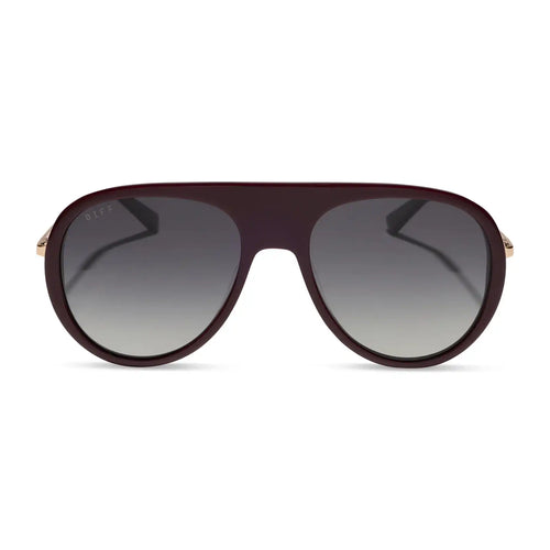 CLEO - DARK CHERRY LAQCUER + GREY GRADIENT + POLARIZED + SUNGLASSES