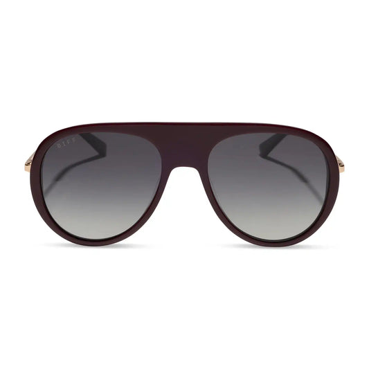 CLEO - DARK CHERRY LAQCUER + GREY GRADIENT + POLARIZED + SUNGLASSES