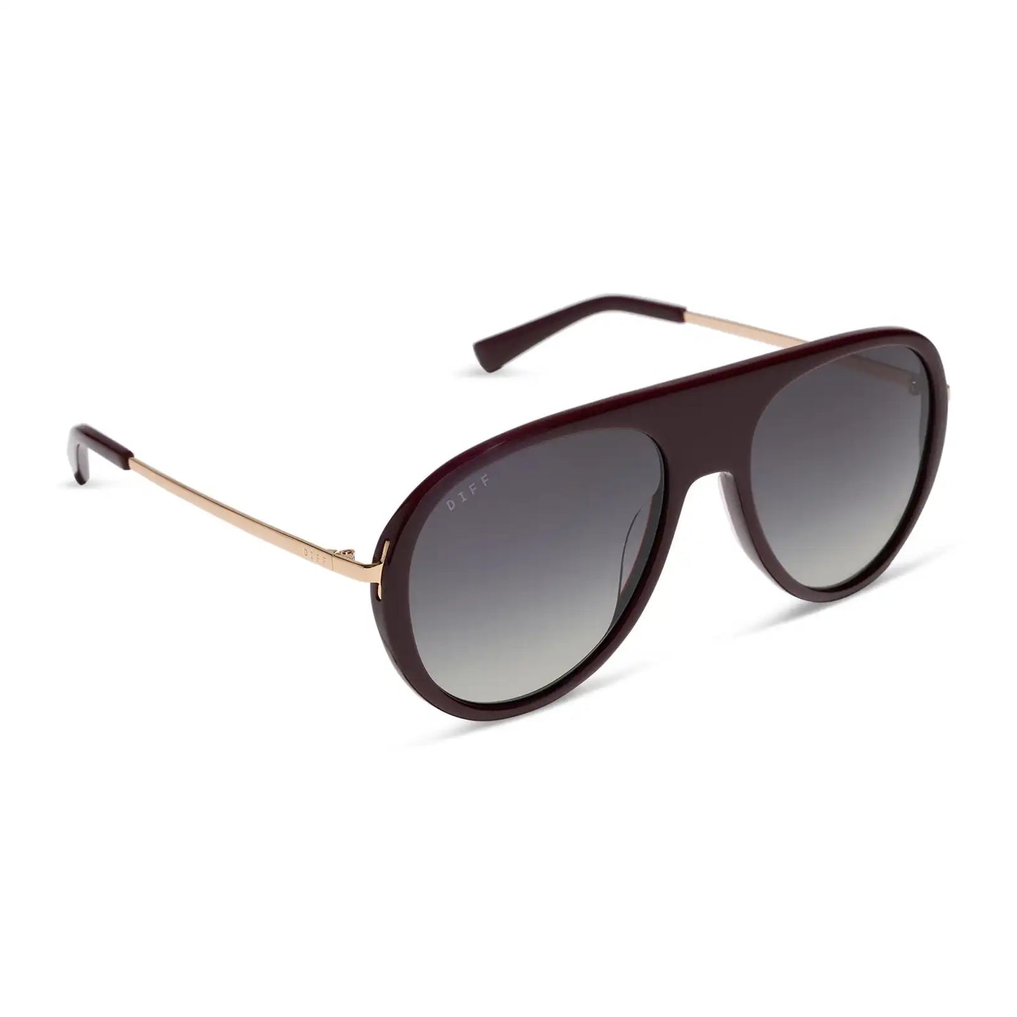CLEO - DARK CHERRY LAQCUER + GREY GRADIENT + POLARIZED + SUNGLASSES