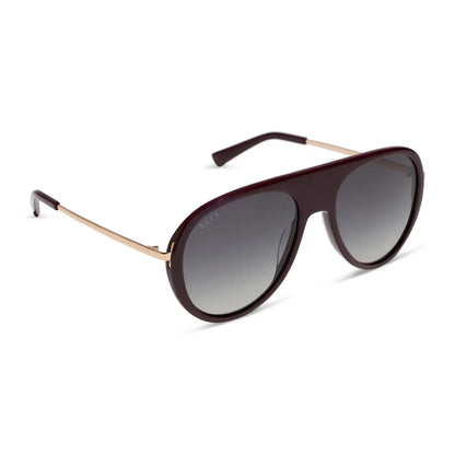 CLEO - DARK CHERRY LAQCUER + GREY GRADIENT + POLARIZED + SUNGLASSES