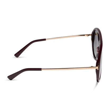 CLEO - DARK CHERRY LAQCUER + GREY GRADIENT + POLARIZED + SUNGLASSES