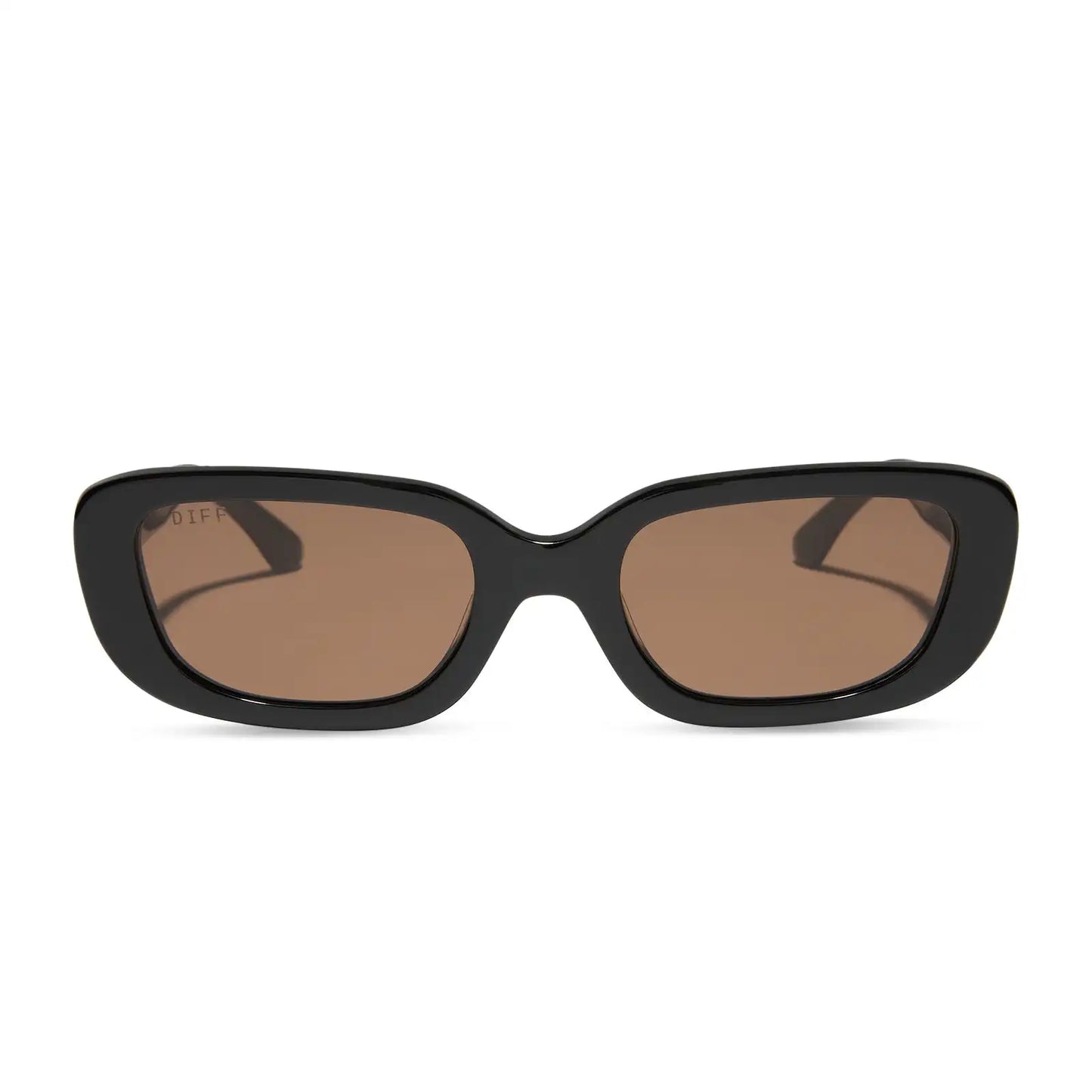 DAPHNE - BLACK + SILVER METAL + BROWN SUNGLASSES