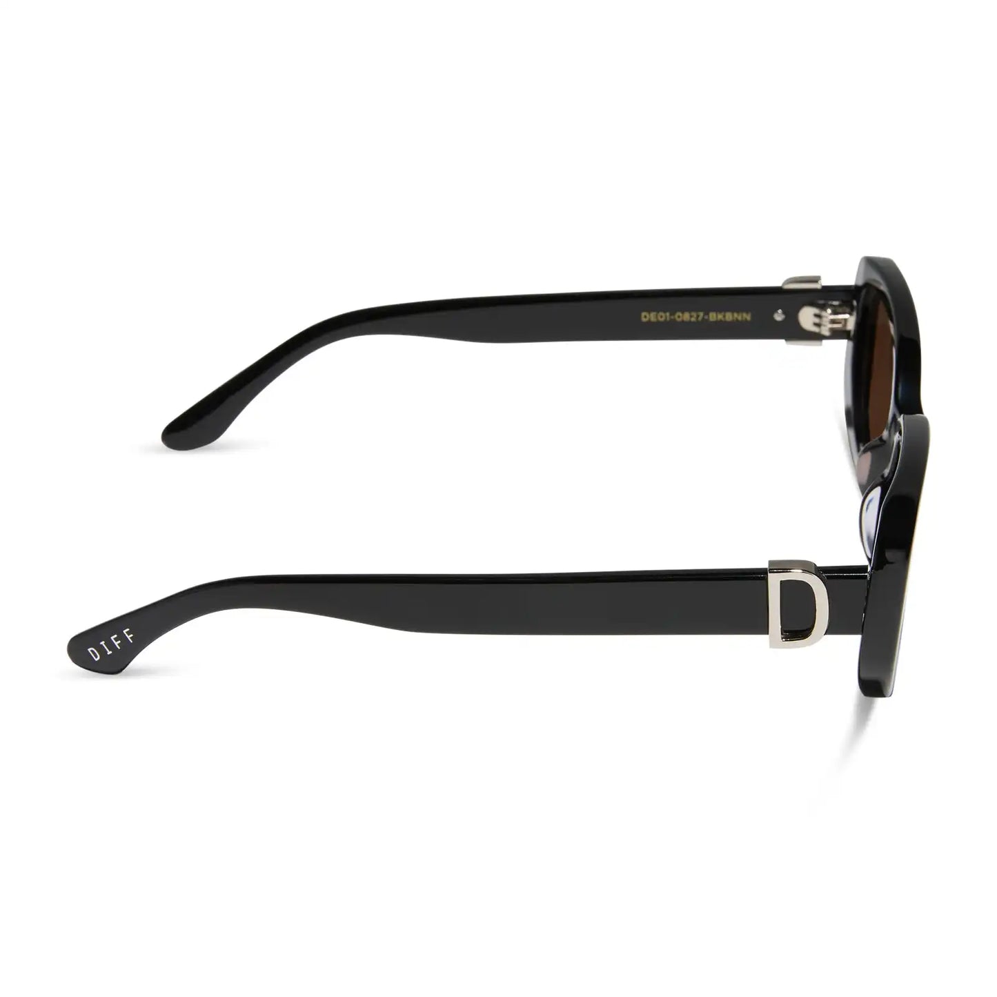 DAPHNE - BLACK + SILVER METAL + BROWN SUNGLASSES