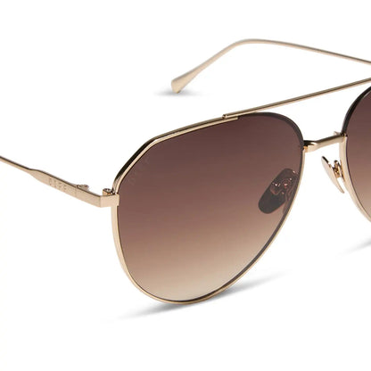 DASH - BRUSHED GOLD + COFFEE GRADIENT SUNGLASSES
