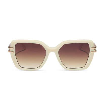 DASHA - COURTSIDE IVORY + GOLD + BROWN GRADIENT SUNGLASSES