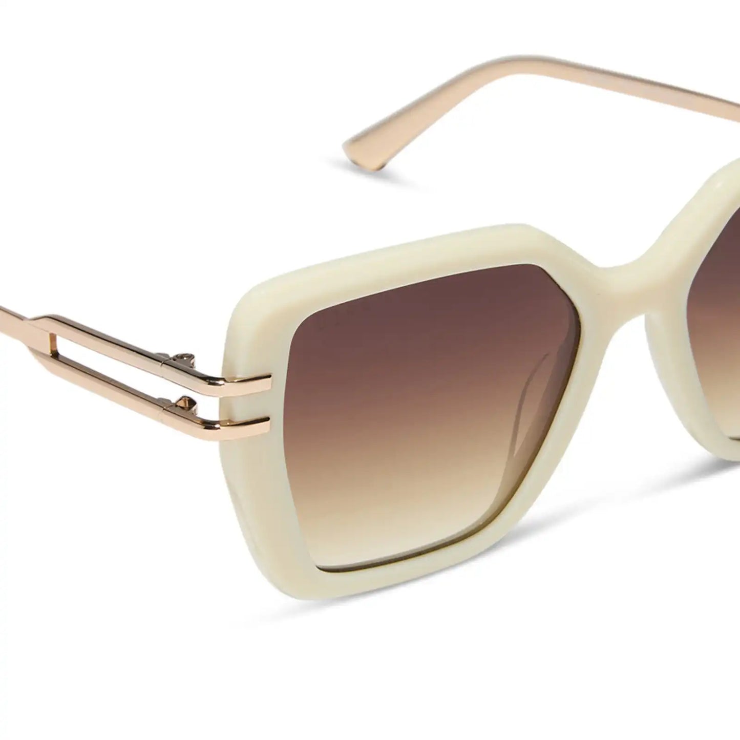 DASHA - COURTSIDE IVORY + GOLD + BROWN GRADIENT SUNGLASSES