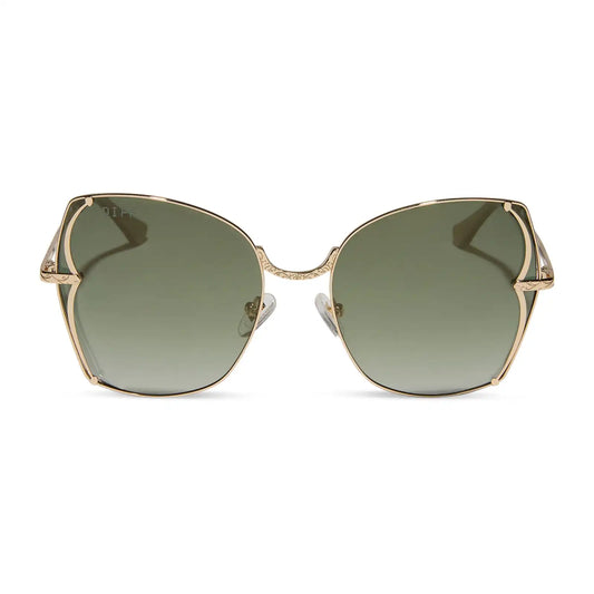 TIANA - GOLD + GREEN GRADIENT W LIGHT GOLD FLASH + POLARIZED SUNGLASSES