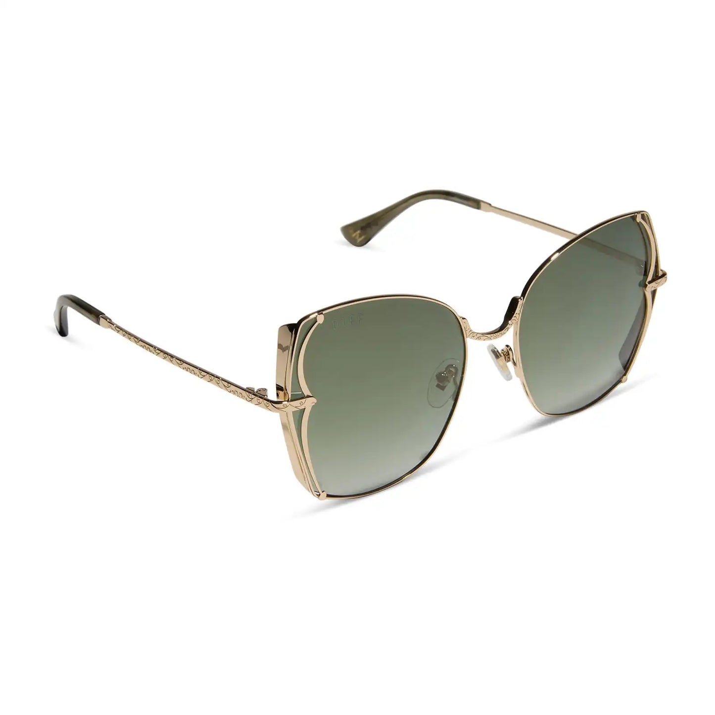 TIANA - GOLD + GREEN GRADIENT W LIGHT GOLD FLASH + POLARIZED SUNGLASSES
