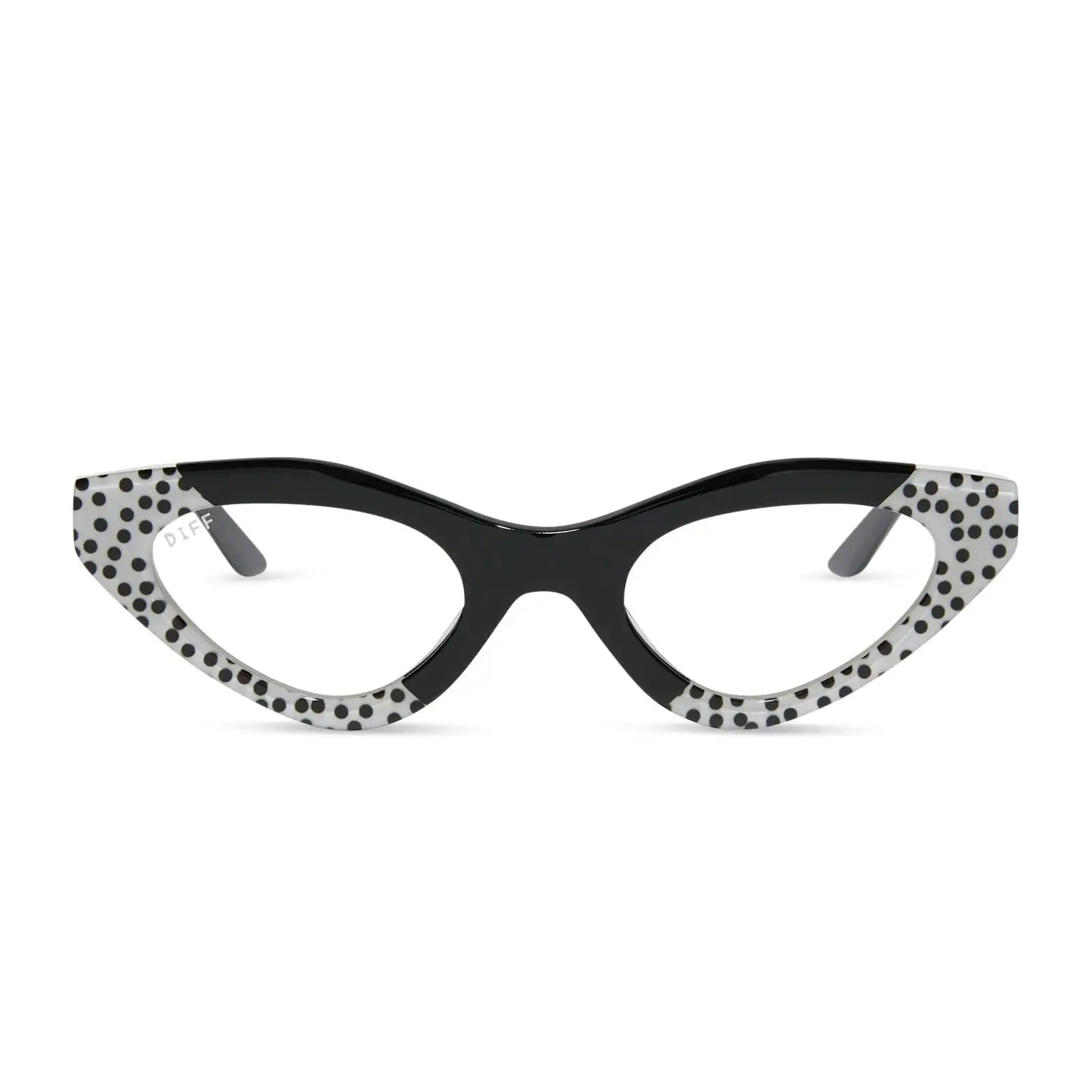 EMILY CAT EYE - MIDNIGHT POLKA DOT + GLASSES