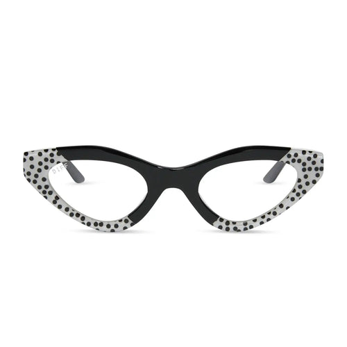 EMILY CAT EYE - MIDNIGHT POLKA DOT + GLASSES