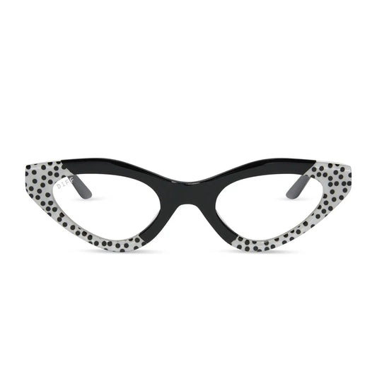 EMILY CAT EYE - MIDNIGHT POLKA DOT + GLASSES