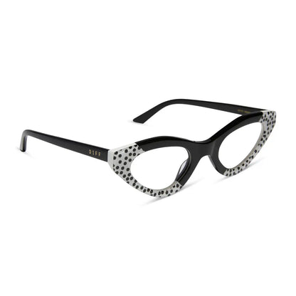 EMILY CAT EYE - MIDNIGHT POLKA DOT + GLASSES
