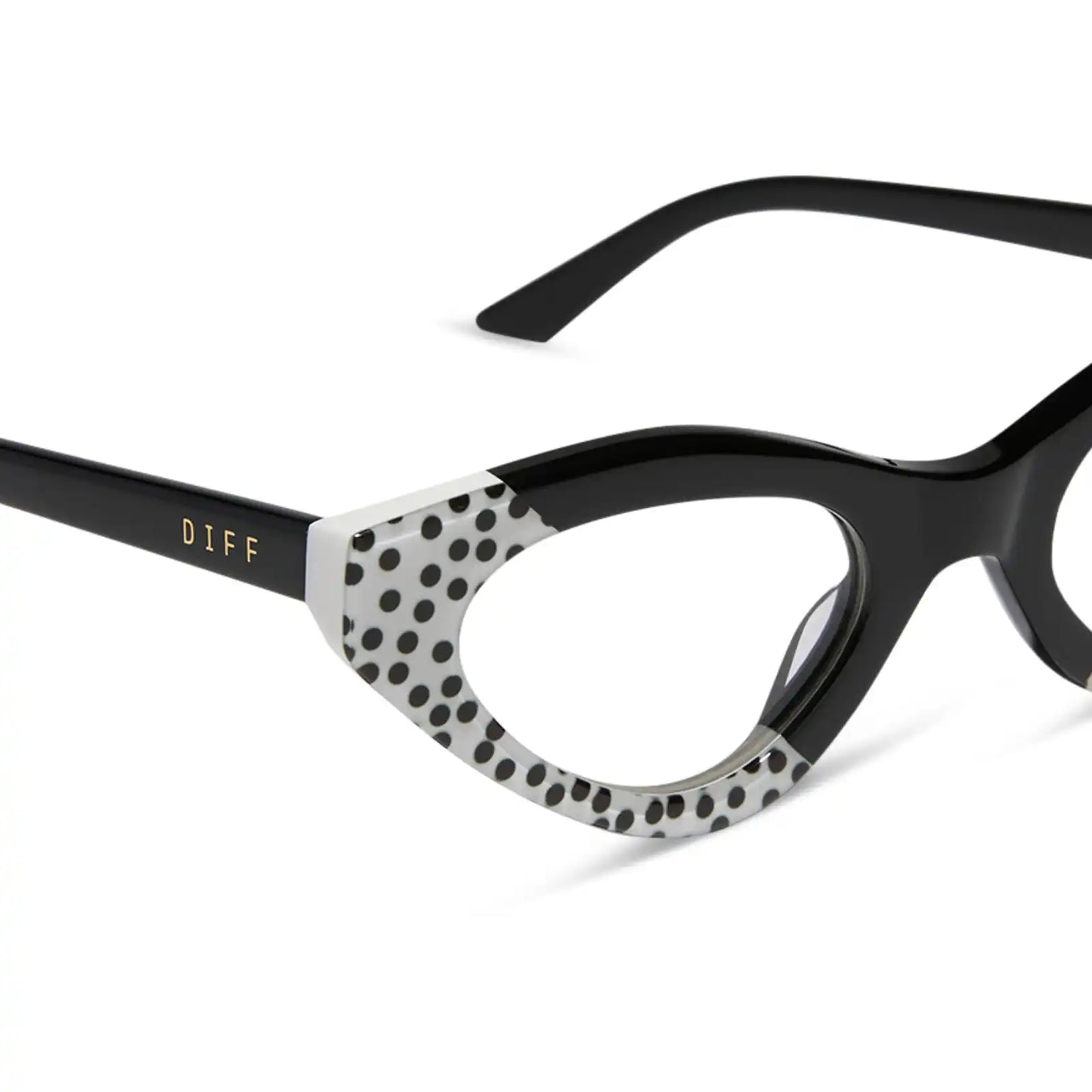 EMILY CAT EYE - MIDNIGHT POLKA DOT + GLASSES