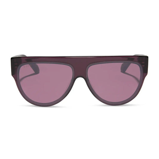 GEORGIE - AUBERGINE + AUBERGINE + SILVER FLASH SUNGLASSES