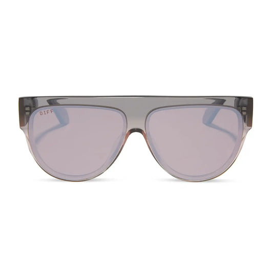 GEORGIE - BLACK SMOKE + VINTAGE ROSE CRYSTAL OMBRE + MAUVE + SILVER FLASH SUNGLASSES