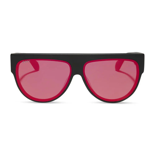 GEORGIE - MATTE BLACK + RED HOT SUMMER MIRROR SUNGLASSES