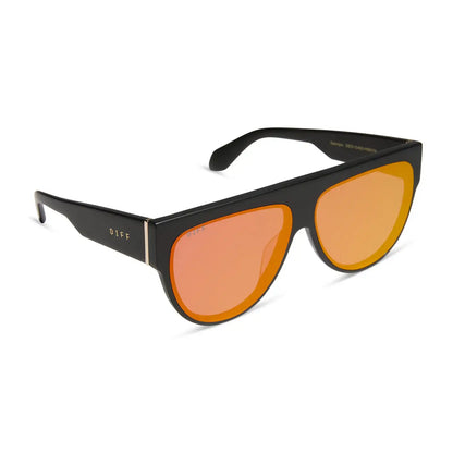 GEORGIE - MATTE BLACK + RED HOT SUMMER MIRROR SUNGLASSES