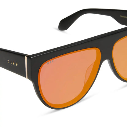 GEORGIE - MATTE BLACK + RED HOT SUMMER MIRROR SUNGLASSES