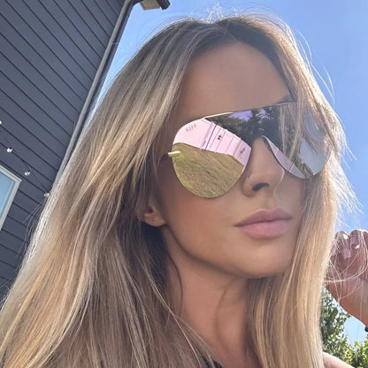 IMANI - GOLD + CHERRY BLOSSOM MIRROR SUNGLASSES