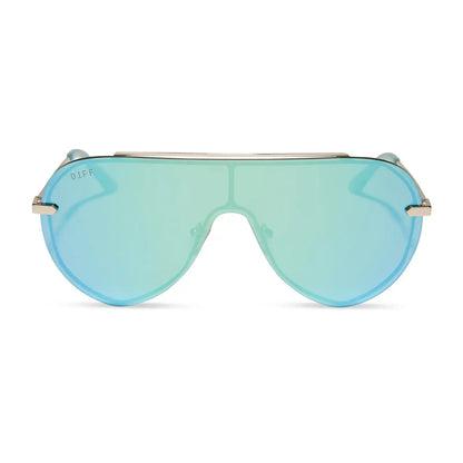 IMANI - GOLD + AQUATIC AWE MIRROR SUNGLASSES